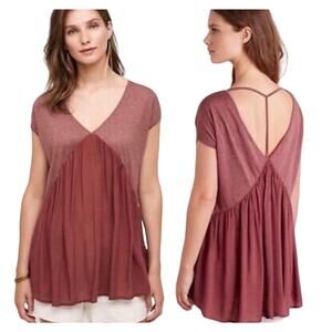 Meadow Rue Anthro Flowy Trapeze T Strap Open Back Blouse Size Medium
